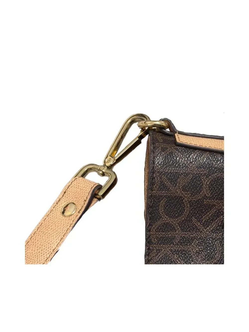 Calvin Klein Bag Brown Vegan Leather CK Logo Slouchy Y2K Preppy Everyday Office